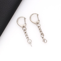 Porte-clés en métal argenté personnalisé avec fermoir en D, clip pivotant, crochet en forme de C, porte-clés avec chaîne pour souvenir, cadeau DIY