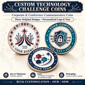 Monedas Conmemorativas Personalizadas para Desafíos Tecnológicos, en Tono Plateado, Recuerdos Corporativos para Conferencias, OEM ODM - Product Image 4