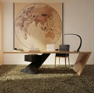 木制美式行政办公桌现代简约行政办公桌铁电脑桌