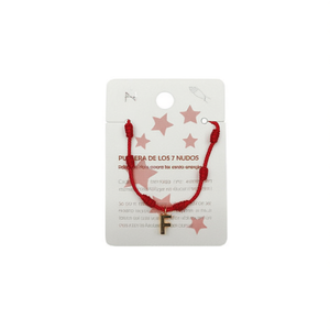 Pulsera de Nudo de Siete Estrellas con Letra F, Cordón Rojo y Dije Chapado en Oro, Joyería de Moda - Product Image 2