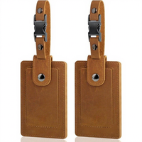 Étiquette de bagage en cuir Crazy Horse écologique à motif écossais rétro européen-américain avec boucle d'insertion anti-regard indiscret pour carte d'embarquement