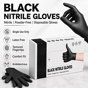 Guantes de Nitrilo Desechables Negros para Trabajo y Examen, Sin Polvo, Precio Más Bajo, Entrega Rápida, Gran Venta - Product Image 3