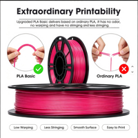 DIMENFIL PLA Filamen Dasar Magenta 1.75mm 1KG 200C Tanpa Melengkung Bahan Cetak 3D FDM Warna Cerah Trendi Barang Terlaris