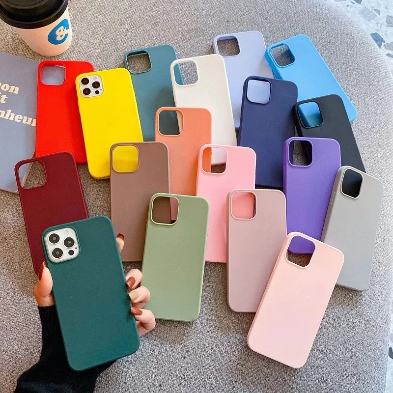 Matte Silicone Phone Case For Phone 15 14 13 12 11 Pro Max X XS XR 6 6S 7 8 Plus SE2 SE3 2024 Soft TPU Candy Color Back Cover