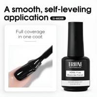 Gel de couleur noir sans Hema en marque propre, 15 ml, gel UV à faire tremper, gel noir super pigmenté pour la décoration des ongles, manucure française