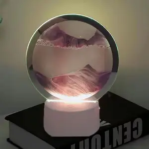 흐르는 모래 예술 빛 모래 시계 Led 빛 7 색 변경 3D 동적 움직이는 모래 그림 램프 Quicksand 그림 테이블 램프