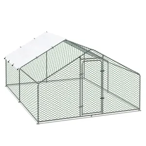 Walk-in Poultry Cage for Yard with Waterproof and Anti-UV Cover Lockable Door Design Large Chicken Coop Metal Chicken Run