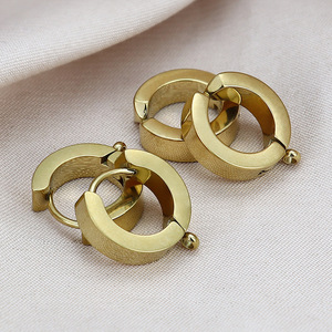 Orecchini <span class=keywords><strong>a</strong></span> Cerchio Geometrici HYH in Acciaio Inossidabile Placcato Oro 18K per Donne, Ear Cuff Universale, Accessori per Orecchie Unisex - Product Image 3