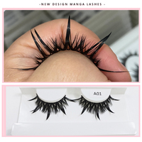 Faux Cils en Gros Effet Mouillé Spikes Faux Vison Cils Anime Manga Maquillage Réutilisables Spectaculaires Cils Cosplay Fournitures