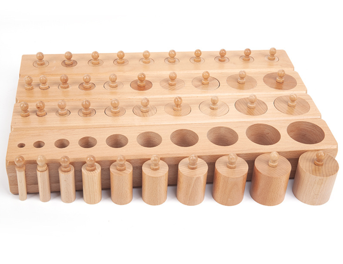 4 Sets Cilinder Blokken Kinderen Trompet Houten Knobbed Cilinder Socket Aids Onderwijs Onderwijs Games Montessori