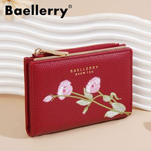 กระเป๋าสตางค์สั้นผู้หญิง Baellerry ลายปักดอกไม้ขนาดเล็ก กระเป๋าใส่เหรียญแบบมีซิป ใช้ได้ทุกวัน - Product Image 1