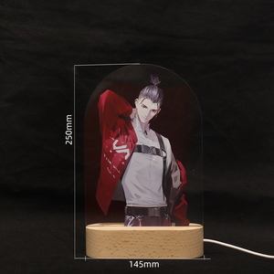 Veilleuse acrylique transparente de dessin animé imprimé UV personnalisé recharge 5V avec base en bois