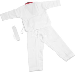 Taekwondo-Uniformen: Schwarze Hosen, bestickte TKD-Gürtel, Kwon-Kleidung, weiße Taekwondo-Ausrüstung im Sale - Product Image 3