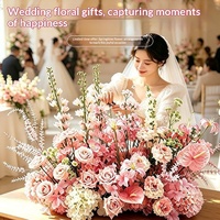 Guirlande de fleurs en soie rose finies, arrangements floraux artificiels, style chinois nouveau et crémeux, décoration intérieure pour événements et mariages
