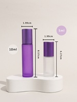 5ml 10ml givré violet verre rouleau rechargeable bouteille échantillon Test huile essentielle flacons rouleau verre métal boule voyage ensemble
