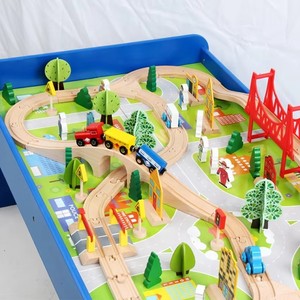 Trenino in legno per bambini giocattolo con pista da tavola treno educativo cerchio di tracciamento Puzzle blocchi di giochi ferroviari per ragazzi ragazze - Product Image 4