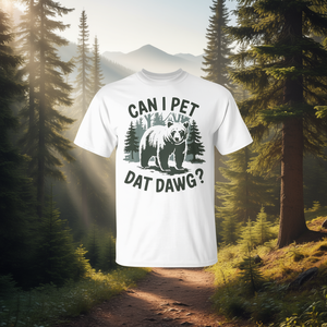Camiseta con diseño divertido de Can I Pet Dat Dawg Bear Meme para amantes de los animales y excursionistas - Product Image 3
