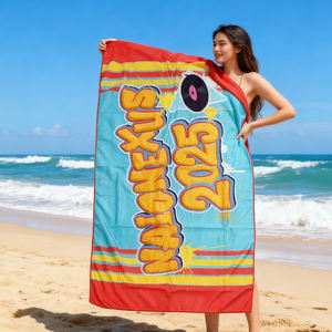 Serviettes de plage en daim microfibre double face personnalisées sac de rangement doux à séchage rapide pour la peau <span class=keywords><strong>bain</strong></span> gaufré Jacquard rayé moderne - Product Image 2