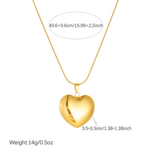 Heart Pendant Necklace Stainless Steel Gold Plated Simple Heart Shape Daily Wear Gift Jewelry N4229 - Product Image 4
