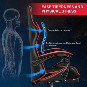 Silla <span class=keywords><strong>Gamer</strong></span> Negra y Roja con Función Reclinable, Ergonómica, Respaldo Alto Ajustable y Giratoria - Product Image 4