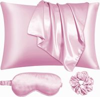 Ensemble Cadeau Luxe Soirée Beauté : Taie d'oreiller en satin de soie, Masque de nuit, Chouchou en satin de soie pour Femme