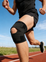Genouillère de musculation en nylon et polyester pour entraînement croisé, protection professionnelle, design léger, avec ressort