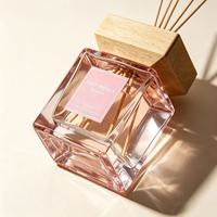 Diffuseur de parfum d'ambiance en verre carré de 16 oz (200 ml) avec bouchon en bois, flacon diffuseur en verre pour huiles essentielles
