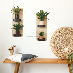 3D plantes en pot et fleurs simulation <span class=keywords><strong>triptyque</strong></span> stickers muraux salon chambre décoration papier peint autocollants auto-adhésifs - Product Image 5