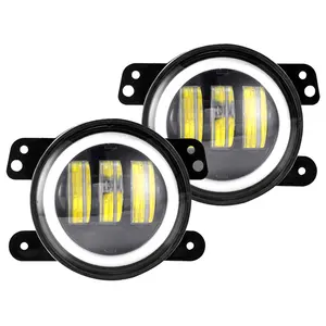 XOVY New Arrival 4inch Round Angel Eye Led Fog Lights 40W 6000K Halo Ring DRL Off Road Fog Lamps