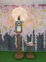 Cabina de Fotos Vintage de Fácil Instalación, Cabina de Fotos Selfie con iPad, DSLR, Soporte de Impresora con Acabado de Madera, Combo para Bodas
