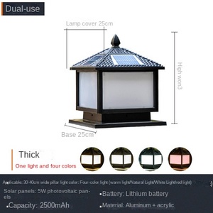 Lampe solaire extérieure de pilier en aluminium imperméable d'IP65 LED pour des décorations de porte de mur de villa de jardin ou de porte - Product Image 4