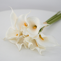 Bouquet de lys Calla artificiels de qualité supérieure, 10 têtes, blancs, pour la décoration florale de mariages et d'événements