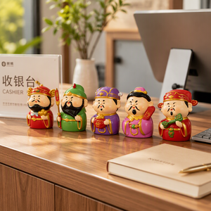 Figuras de Resina de los Cinco Dioses de la Riqueza, Pintadas a Mano, Miniaturas de Dioses de la Fortuna, Decoración para Oficina o Auto, Regalo - Product Image 6