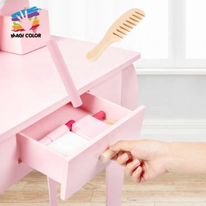 Vanité de maquillage en bois rose pour filles avec <span class=keywords><strong>miroir</strong></span> LED W08H192 - Product Image 3