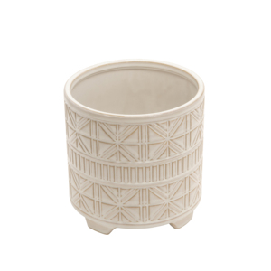 Pots de plantes en céramique avec design en relief, pieds surélevés, ensemble de jardinières pour plantes succulentes d'intérieur et d'extérieur - Product Image 3