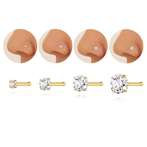 CANNER Anillo de Nariz Clásico de Plata de Ley 925 con Zirconia de 4 Puntas, de 2mm, 3mm, 4mm, 5mm, Regalo de Boda de Moda - Product Image 4