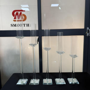 SMOOTH Luxury Set Of 5 K9 Crystal Candle Holder Customized Size Candelabra Table Centerpiece Decoration - Product Image 4