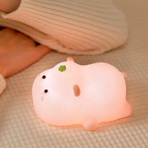 <span class=keywords><strong>Veilleuse</strong></span> en silicone rechargeable <span class=keywords><strong>Hippo</strong></span> mignon pour enfants LED personnalisée au toucher doux avec alimentation enfichable - Product Image 3