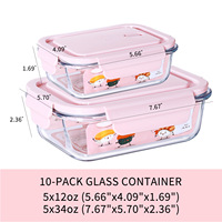 Ensemble de vaisselle rectangulaire en verre borosilicate, résistant à la chaleur, compatible micro-ondes, compatible lave-vaisselle, sans BPA, écologique, hermétique