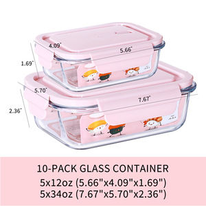 Juego de Utensilios de Cocina Rectangulares de Vidrio Borosilicato, Resistentes al Calor, Aptos <span class=keywords><strong>para</strong></span> Microondas, Aptos <span class=keywords><strong>para</strong></span> Lavavajillas, Libres de BPA, Ecológicos, Herméticos - Product Image 4