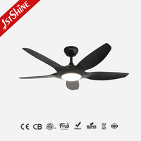 Ventilador de Techo 1stshine de 48 Pulgadas con 5 Aspas, 6 Velocidades, Ecológico, Control Inteligente por Aplicación, con Luz LED, Color Negro, Gran Venta