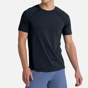 High Quality Solid Men Stylish T-shirt Quick Dry Breathable Running Black Short Sleeve Shirt Fitness Workout