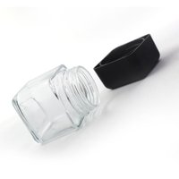 Vente flash : pot en verre carré CR de 1 oz, 3 oz, 4 oz, 6 oz avec bouchons noirs résistants aux enfants pour le stockage des fleurs, pot de rangement