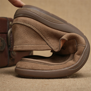 Mocassins en cuir véritable pour hommes, bout rond, semelle extérieure en caoutchouc souple, chaussures décontractées d'été, semelle intermédiaire en EVA - Product Image 1