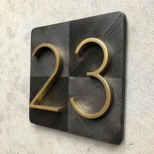 Kustom alamat pintu kamar Hotel alfabet tanda nomor pelat logam besar nomor pintu