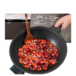 Maifan Stone Sartén antiadherente para freír en el hogar Olla de fondo plano Cocina de inducción Gas Adecuado sin humo Micro presión Freír Wok - Product Image 1