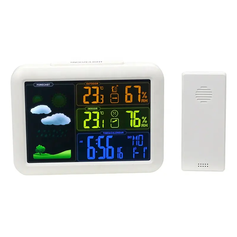 KH-CL157 Barometer Alarm Clock Home Forecast Color Digital Automatic Wireless Weather Station with Outdoor Sensor