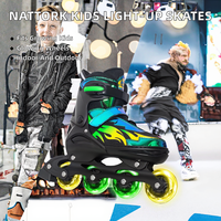 Patins à roulettes réglables Nattork pour enfants et adolescents, lames intérieures/extérieures, 8 roues lumineuses, garçons et filles de 6 à 12 ans, roulements ABEC-7, motif flamme