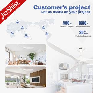 1stshine Ventilateur de plafond Smart APP 60 pouces Ventilateur de plafond blanc à trois pales en bois avec télécommande - Product Image 5