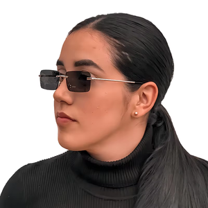 Custom Logo 2026 Vintage Unisex Small Rectangle Sun Glasses UV400 <b>Gradient</b> Shades Rimless Square <b>Sunglasses</b> for Women - Product Image 1